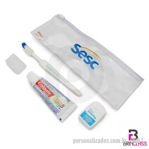 Kit higiene oral personalizado - Kit Higiene Oral com pasta/ escova de dente/ Protetor de cerda e Fio dental
