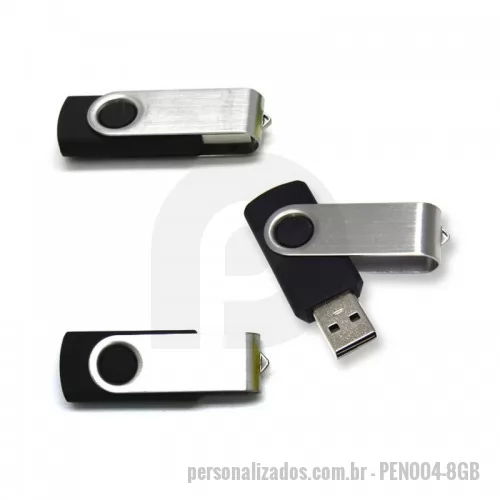 Pen Drive personalizado - Pen Drive SM Preto - 8GB