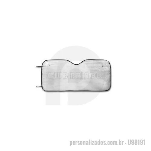 Acessório para carro personalizado - Protetor solar para carros em espuma de PE e forrado com 1 folha de alumínio. Adequado para vidro frontal e incluso 2 fixadores de ventosa. Dobrável para facilitar arrumação. 1300 x 600 mm. Gravação em 1 cor já inclusa.