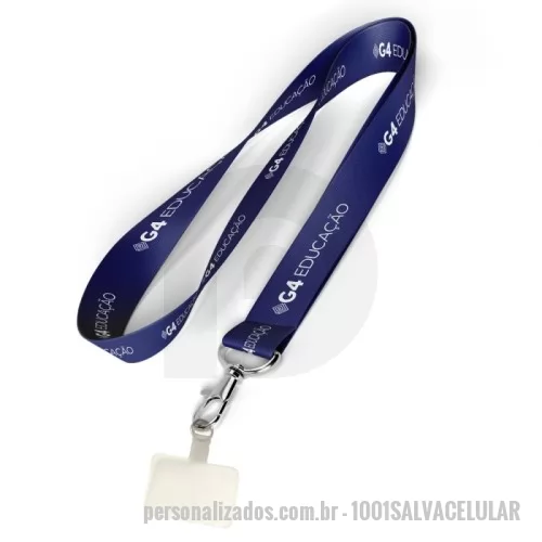Acessório para celular personalizado - Salva celular / phone com 1 acabamento mosquete e base translucida. Tamanhos: 1200x15mm - 1200x20mm - 1200x25mm