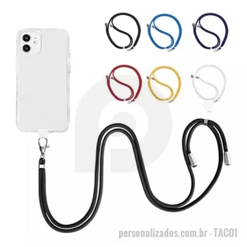 Acessório para celular personalizado - Salva celular em cordinha com tag em PVC