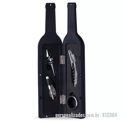 Acessório para vinho personalizado - Kit Vinho Garrafa 4 peças