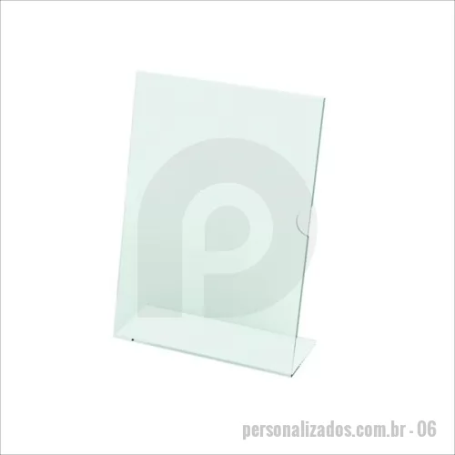 Acrílico personalizado - Porta Folhas para Balcão em Acrílico. Tamanhos A6, A5 e A4. Em posição retrato.  Em formato 