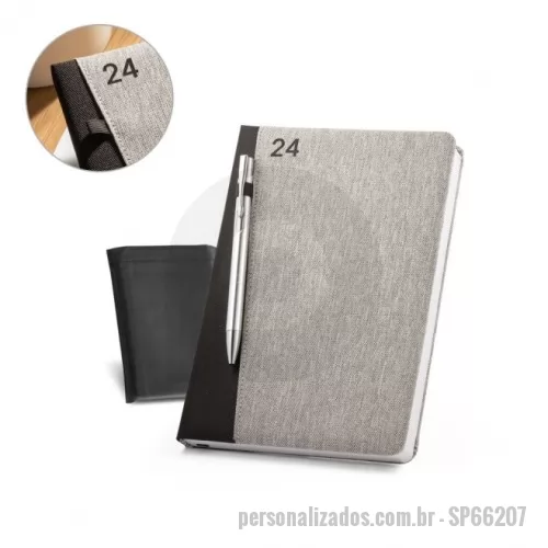 Agenda personalizada - Agenda no formato B5 com acabamento profissional, ideal para uso diário, ações promocionais e brindes corporativos. Personalize com sua marca.