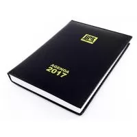 Fabricação própria, agendas personalizados do seu jeito. Permite lâminas de publicidade. Tamanhos 15x21 cm. Capa em couro sintético com gravação em silk, miolo de agenda diária impresso em duas cores contendo 4 idiomas, Dados pessoais, contatos telefônicos, mapa mundi colorido completo e calendário dos dois próximos anos.