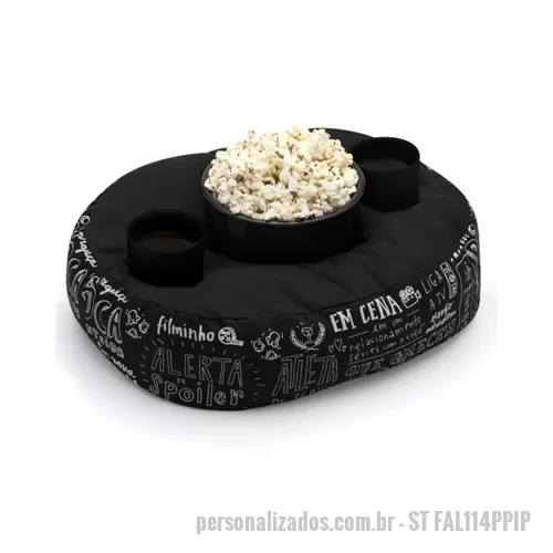 Almofada de colo para apoio personalizada - Porta Balde de Pipoca e copo Personalizado, Personalização Almofadas Somente 1 cor, Balde e copos Incluso sem impressão, Medidas 32 x 40 x 11 cm, Matéria Prima Fibra Siliconada