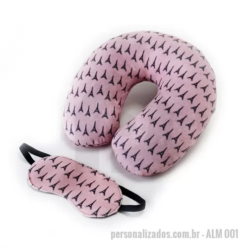 Almofada inflável personalizada - Almofada de Pescoço com Botão e Tapa Olhos