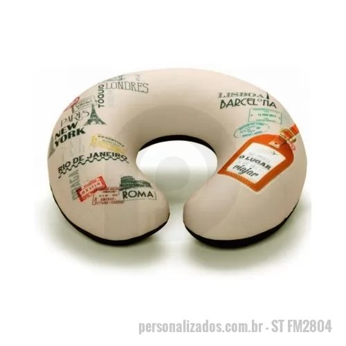 Almofada personalizada - Almofada de Pescoço Personalizada, Medidas 37 x 37 cm, Material Oxford em preto nas costas, Enchimento Fibra de Silicone