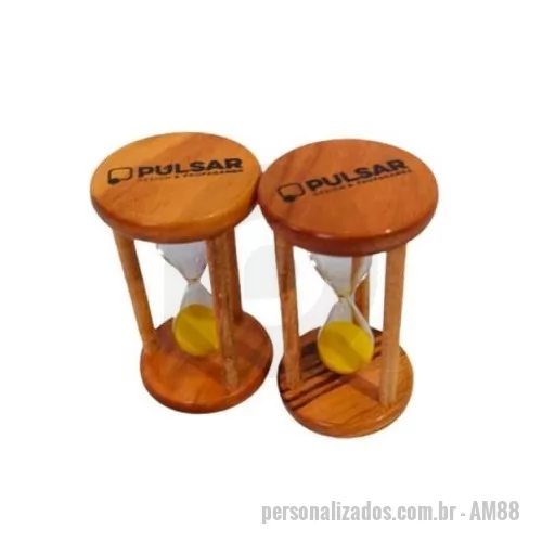 Ampulheta personalizada -  Ampulheta personalizada, fornecido com moldura de madeira e vidro com areia colorida varios tamanhos,fabricação propria. Brinde indicado para medir certa a passagem de tempo.