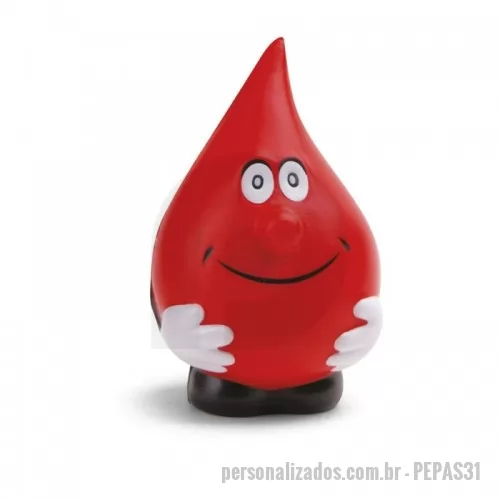 Antiestresse personalizado -  Anti-stress em espuma PU em formato de gota personalizada. Pode ser usado como anti-stress, bolinha do seu pet e até para atividades fisioterapeutas relaxantes. Ideal para brindes promocionais e eventos corporativos.