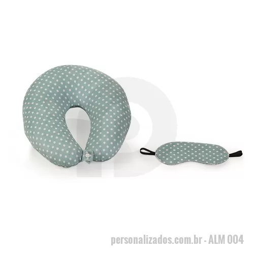 Apoio para cabeça personalizado - Almofada e Pescoço com Botão e Tapa Olhos