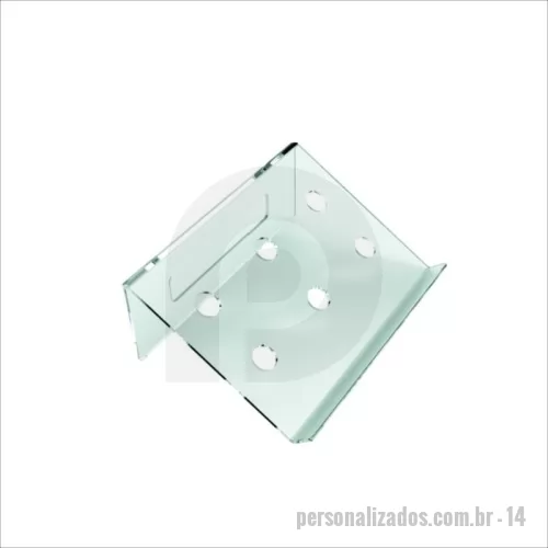 Apoio para notebook personalizado - Suporte para notebooks fabricado em acrílico 100% virgem!  Com um design clean e moderno, nosso suporte acrílico garante praticidade para seu dia-a-dia. Organize seu espaço e acomode o seu notebook de maneira segura. Possui furos na base permitindo a entrada de ar no cooler. Inclinação ideal para manter a visão confortável! Tamanho único que acomoda vários modelos.  Com recorte retangular na parte de trás, com 20cm de largura, para a passagem de cabos.  Produzido em Acrílico 100% Virgem!