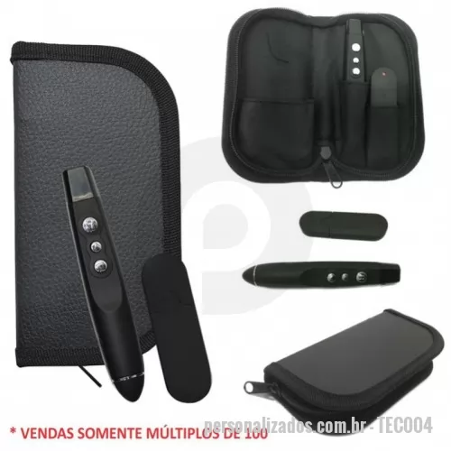 Apresentador de slide personalizado - Apresentador de slides USB com laser point. Disponível nas cores: preto ou prata . Acompanha estojo com zíper preto. Gravação em Silk Screen. Para eventos e reuniões em geral, apresente seus Power Points com estilo. Sem fio, leve e versátil o apresentador de slide possui botão para avançar e voltar, e a função de laser point para facilitar sua demonstração. Consulte cores disponíveis. Gravação em Silk Screen. Ideal para professores, profissionais, docentes, palestrantes e estudantes.   VENDAS SÓ MÚLTIPLOS DE 100.     Comprimento da onda: 650nm, output 1mw   Função Pág para cima e para baixo    Distancia do laser: 200m   Distancia do controle: 15m   Compatível com: MS Word, MS Excel, MS Powerpoint, Acdsee, Website.       Itens Inclusos:   1 Apresentador Multimídia   1 Receptor USB   1 Case para transporte   Peso aprox: 135g   Tamanho aprox: 11cm x 2cm   Tamanho da Embalagem: 15.5cm x 8cm x 4cm  
