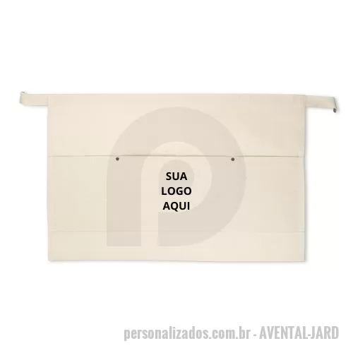Avental de jardinagem personalizado - O Avental Multiusos em Lona Chicory é resistente e funcional, ideal para uso em cozinhas, churrascos, oficinas ou eventos promocionais. Produzido em 100% algodão (260 g/m²), oferece durabilidade e conforto durante o uso. Possui 3 bolsos frontais que garantem praticidade para armazenar utensílios, ferramentas ou acessórios, além de fita para amarrar à cintura, proporcionando ajuste seguro. Um brinde corporativo versátil e elegante, que pode ser personalizado com o logo da sua empresa, tornando-se uma lembrança útil e memorável para clientes e colaboradores.