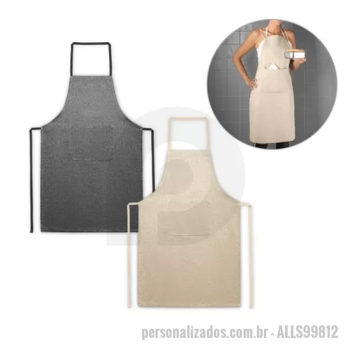 Avental personalizado - Avental em algodão 60% reciclado (140g/m²), com bolso frontal. 590 x 900 mm | Bolso: 250 x 200 mm