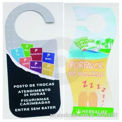 Aviso de porta personalizado - Aviso/Display de Porta em PS 0,70 mm valorizando sua marca com qualidade. 