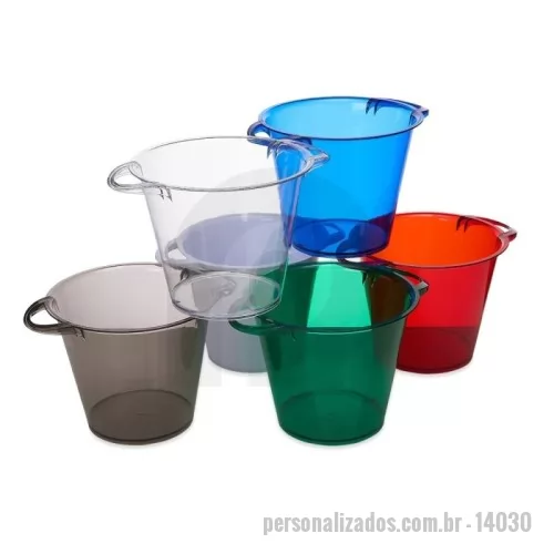 Balde personalizado - Balde de gelo com capacidade de 4 litros, contém alças laterais. Obs.: Na cor branca o balde possui acabamento leitoso.