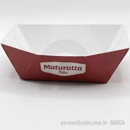 Bandeja para degustação personalizada - BARCA EM PAPEL CARTÃO RESISTENTE,  ESTRUTURA LEVE, PRÁTICA E FUNCIONAL  