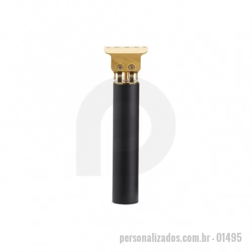 Barbeador elétrico personalizado - Máquina de cortar cabelo recarregável com lâminas em aço inoxidável e corpo plástico. Acompanha 4 pentes plásticos (1.5mm, 2mm, 3mm e 4mm), escova de limpeza, óleo lubrificante e cabo USB-V8.