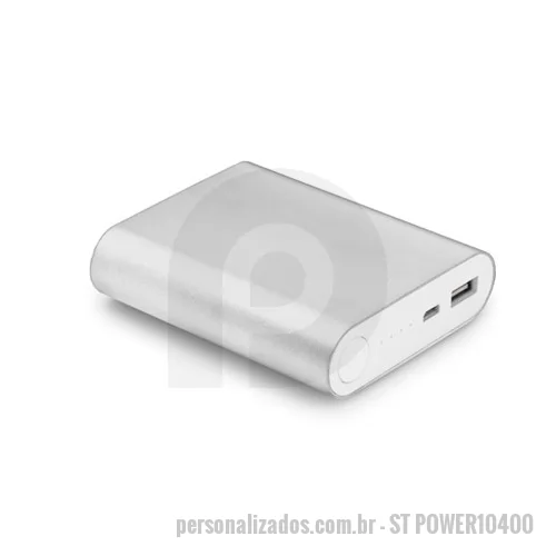 Bateria auxiliar para celular personalizada - Bateria Externa Power Bank Personalizada. Com 4 baterias de 2000 mAh totalizando 8.000 mAh e indicador de bateria. É energia mais que suficiente para carregar o seu aparelho