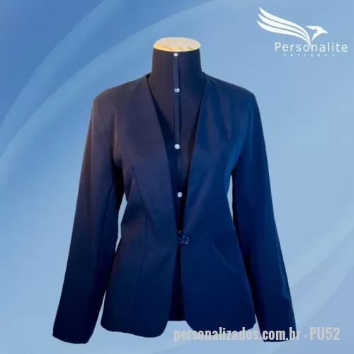 Blazer personalizado - Elegância e sofisticação na medida certa... Blazer feminino, modelo aberto com botão único, com tecido de alta qualidade e durabilidade, disponível em diversas cores e com tamanhos do P ao XG. Podendo ainda ser personalizada com seu logotipo em bordado