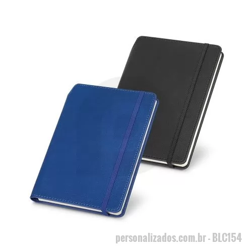 Bloco Anotações personalizado - Caderno capa dura em Sintético. 96 folhas pautadas. Suporte para uma esferográfica (não inclusa). 14 x 21 cm - Barato