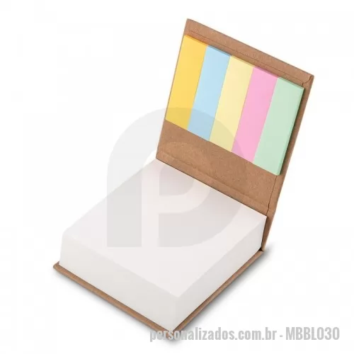 Bloco Anotações personalizado - Bloco de anotações com 200 folhas brancas e 5 blocos autocolantes coloridos.