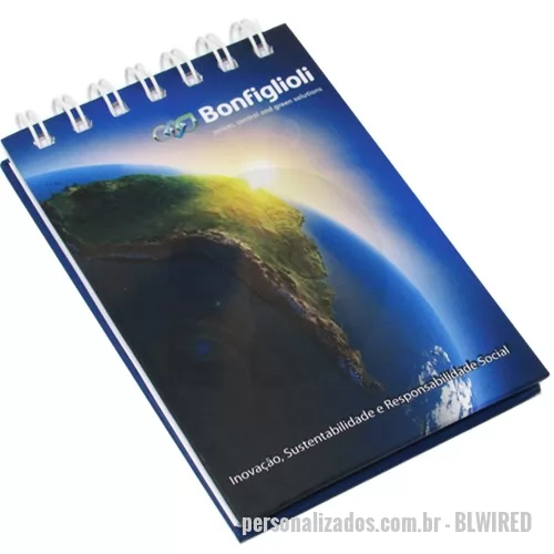 Bloco Anotações personalizado - Bloco Capa Dura Personalizado Linha Colors 10x15 cm, capa impressa em 4x0, miolo com 100 folhas no off-set 63 sem impressão, acabamento laminação fosca, wire-o (prata, preto ou branco)