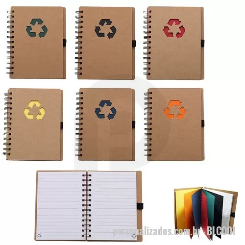 Bloco Anotações personalizado - Bloco Caderneta Capa Ecológica Com Pauta