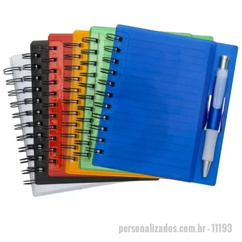 Bloco Anotações personalizado - Caderno Plástico com Caneta