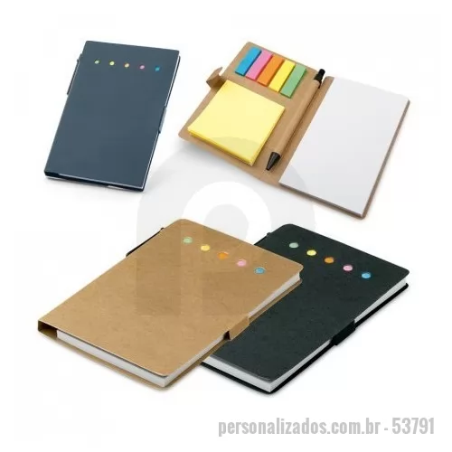 Bloco Anotações personalizado - 6 blocos adesivados com 25 folhas cada e capa em papel kraft reciclado