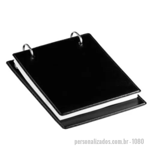 Bloco Anotações personalizado - Bloco de anotações de mesa preto, material premium de couro ecologico, com 150 folhas, Formato Frente - 160mm X 130mm | Formato Verso 190mm X 136mm