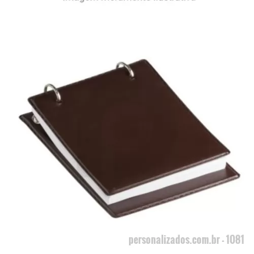 Bloco Anotações personalizado - Bloco de anotações de mesa marrom, material premium de couro ecologico, com 150 folhas, Formato Frente - 160mm X 130mm | Formato Verso 190mm X 136mm
