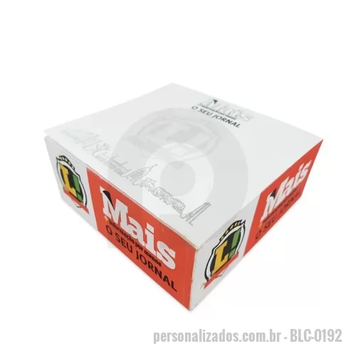 Bloco cubo personalizado - Tamanho: 9 x 9 x 3,75 cm de altura. Aproximadamente 375 folhas Impressão somente serigráfica nas laterais.