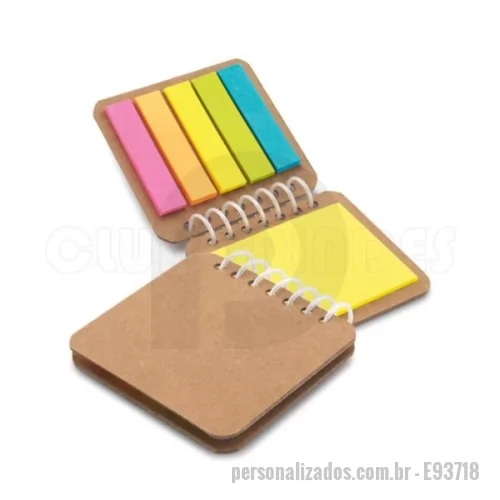 Bloco ecológico personalizado - Bloco em Papel Kraft. 6 blocos adesivados: 25 folhas cada. Gravação da logomarca em 1 cor já inclusa.