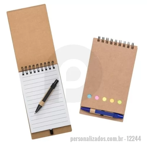 Bloco ecológico personalizado - Bloco de Anotações com Autoadesivos e Caneta 