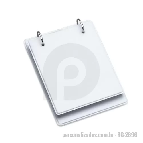 Bloco personalizado - Bloco de anotação de mesa com trilho de ferro, material couro sintético. Possui aproximadamente 150 folhas sem pauta. OBS.: PEDIDOS APENAS MÚLTIPLOS DE 10 PEÇAS!