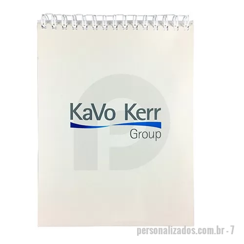 Bloco personalizado - Fabricação própria, blocos personalizados do seu jeito. Permite lâmina de publicidade. Bloco de capa flexível com arte em 4 cores, miolo com 60 folhas com ou sem personalizadas e acabamento em wire-o 