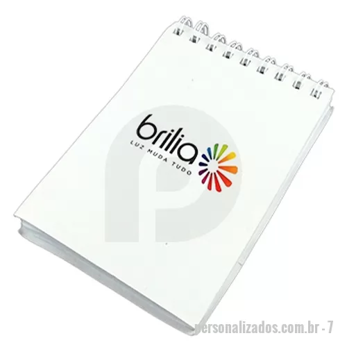 Bloco personalizado - Fabricação própria, blocos personalizados do seu jeito. Permite lâminas de publicidade. Bloco de capa flexível com arte em 4 cores, miolo com 96 folhas com ou sem personalizadas e acabamento em wire-o 