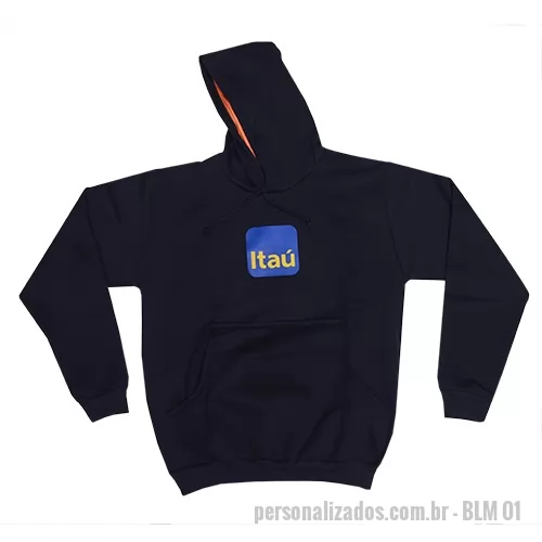 Blusão personalizado - Blusão em tecido moleton com capuz modelo canguru e logotipo Silkcreen