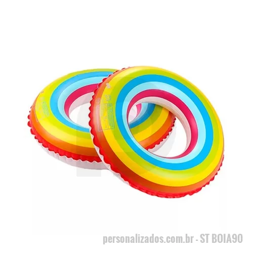 Boia personalizada - Com 90 cm de diâmetro e produzida em material resistente e durável, a Boia Inflável para Piscina Personalizada é um brinde barato com grande aderência junto ao público e ampla área para personalização, ampliando a divulgação de marcas e produtos. Ide
