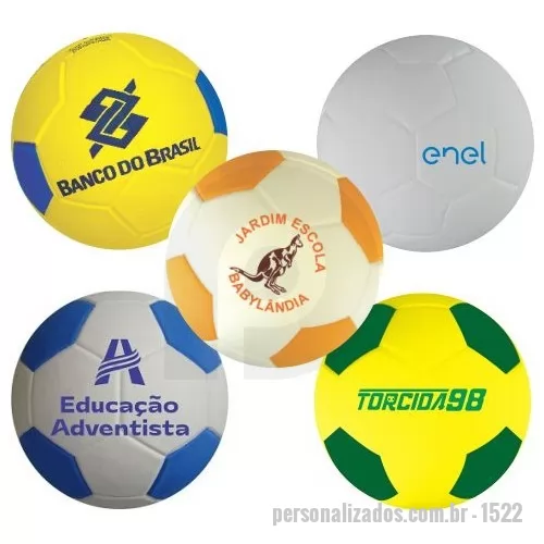 Bola de Futebol personalizada - Bola de Futebol Personalizada - 1522 - Mini Bola de EVA n° 5 modelo futebol, com 12 cm de diâmetro, com duas aplicações da logomarca. - 150854 - Bola de Futebol
