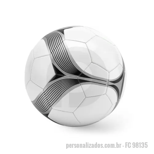 Bola de Futebol personalizada - Bola de futebol em PVC, com linhas prateadas e pretas. Produto certificado de acordo com a portaria Inmetro nº302 de 12/Jul/2021. Tamanho 5
