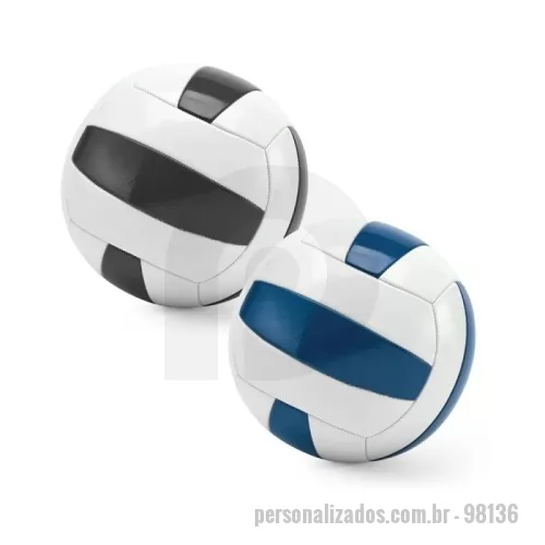 Bola de Volei personalizada - Bola de voleibol com design clássico em faixas azul e branco, ideal para jogos e atividades recreativas. Produto certificado de acordo com a portaria Inmetro nº302 de 12/Jul/2021, garantindo qualidade e segurança. Tamanho 5, perfeito para partidas oficiais e treinamentos. Um brinde esportivo e dinâmico da Youdu Brindes.