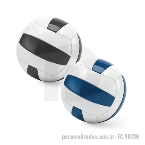 Bola de Volei personalizada - Bola de voleibol em PVC com faixas em azul e branco. Produto certificado de acordo com a portaria Inmetro nº302 de 12/Jul/2021. Tamanho 5