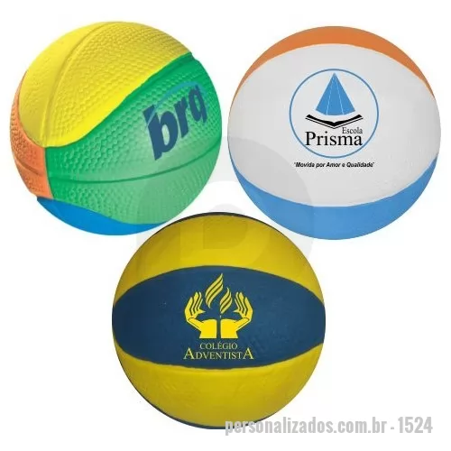 Bola personalizada - Mini Bola de EVA n° 5 modelo Basquete, com 12 cm de diâmetro, com duas aplicações da logomarca.