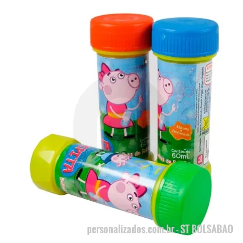 Bolha de sabão personalizada - Bolha de sabão personalizada, colorido e de baixo custo esse brinde é ideal para promover e divulgar sua marca junto ao público infantil. Brinde possui amplo espaço para a personalização da logomarca