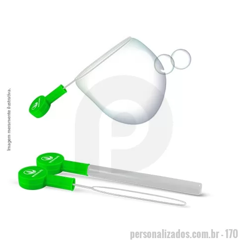 Bolha de sabão personalizada - Bolhão de Sabão Gigante, feito com Plástico Premium (PSAI e PE) e sabão atóxico, ideal para o público infantil, o bolhão é interativo e permite fazer bolhas de sabão gigantes. Produto certificado no INMETRO.