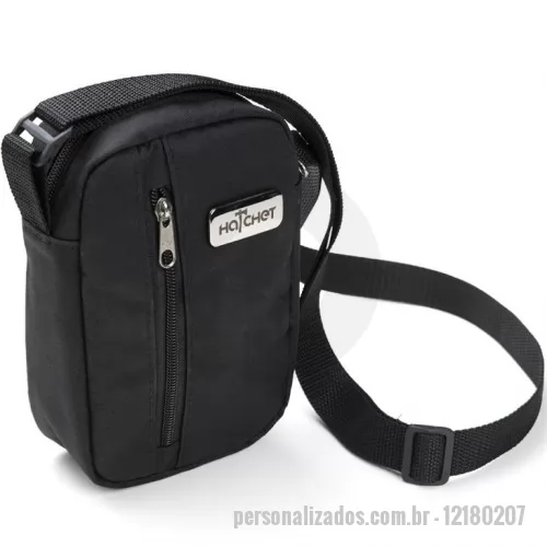 Bolsa carteiro personalizada - Bolsa carteiro Personalizada - 12180207 - Shoulder Bag em Nylon com alça transversal em nylon CA com regulador - Bolso frente com ziper e forro interno em resinado, costura interna com viés, Personalização Serigrafia - Medida 15x19x5 lateral. - 149034 - Bolsa carteiro