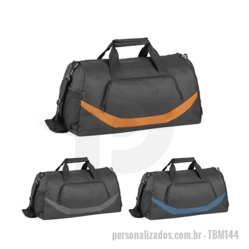 Bolsa Esportiva personalizada - Bolsa esportiva. 300d e 1680d. Fundo com placa semi-rígida. Bolso frontal com fecho e bolso lateral em tela. Bolso lateral para sapatos. Alça de ombro ajustável, com reforço almofadado.